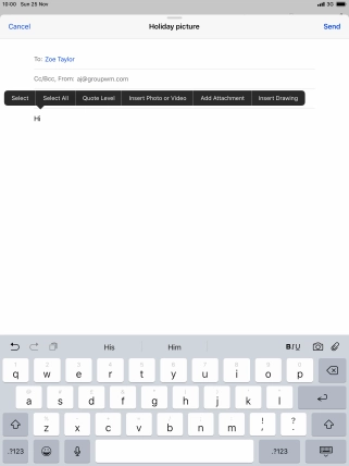 Press Insert Photo or Video and follow the instructions on the screen to attach a picture or a video clip.