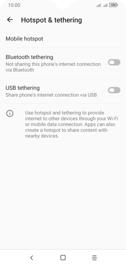 Press Mobile hotspot.