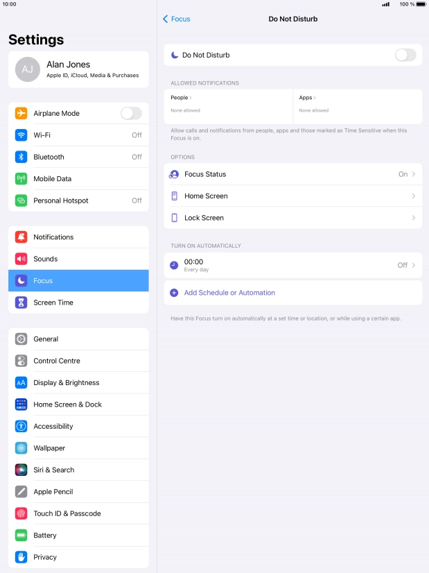 Press People and follow the instructions on the screen to select which contacts you would like to receive calls and notifications from when Do Not Disturb is turned on.