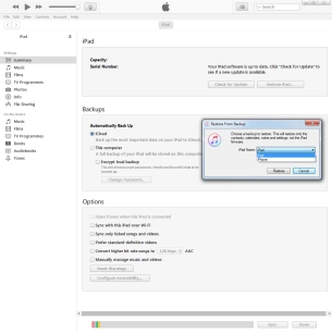 Click the required backup.