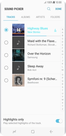 Once you've found a ring tone you like, press DONE.