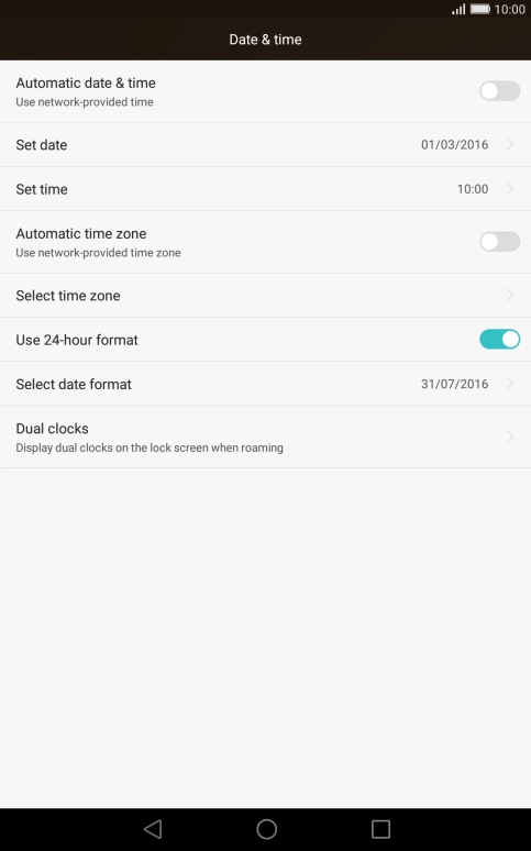 Press Automatic date & time to turn on the function.