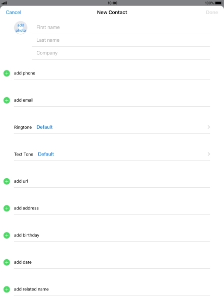 Press First name and key in the first name.