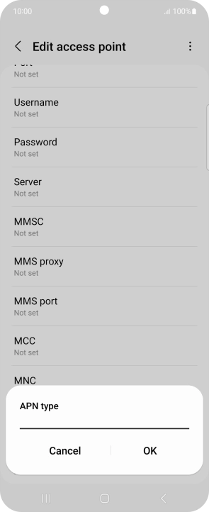 Key in default and press OK.