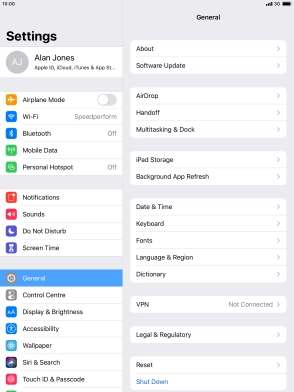 Press Software Update. If a new software version is available, it's displayed. Follow the instructions on the screen to update the tablet software.