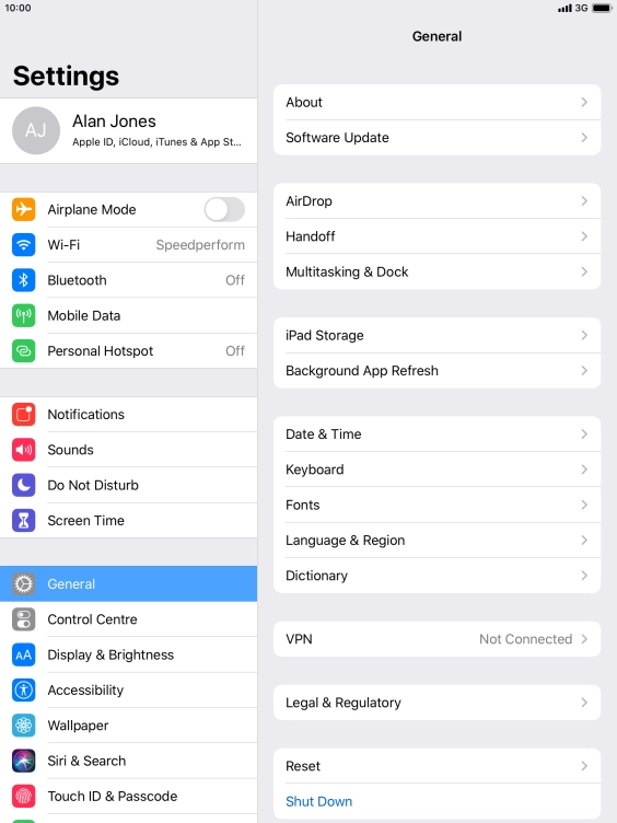 Press Software Update. If a new software version is available, it's displayed. Follow the instructions on the screen to update the tablet software.