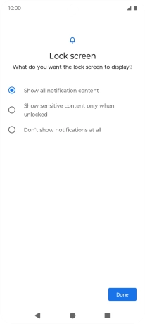 Press the required setting.