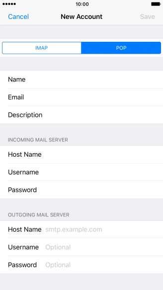 Press Host Name and key in the name of your email provider's outgoing server. Please note that if you can't send email messages when using your email provider's outgoing server, key in smtp.vodafone.net.au (Vodafone's outgoing server).