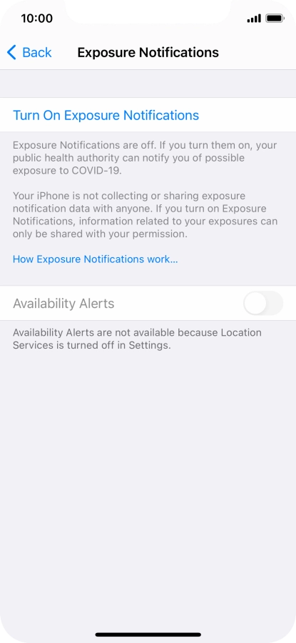 Press Turn On Exposure Notifications.