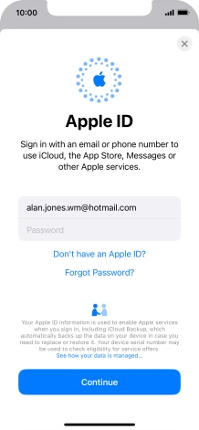 Press Password and key in the password for your Apple ID.