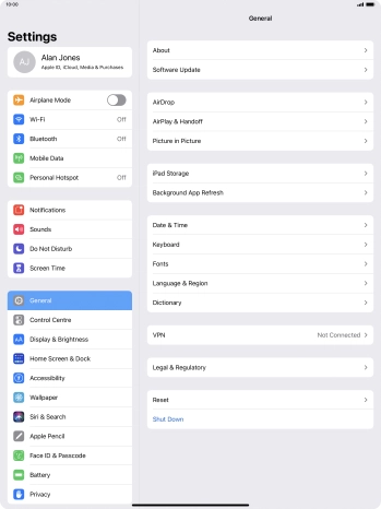 Press Software Update. If a new software version is available, it's displayed. Follow the instructions on the screen to update the tablet software.
