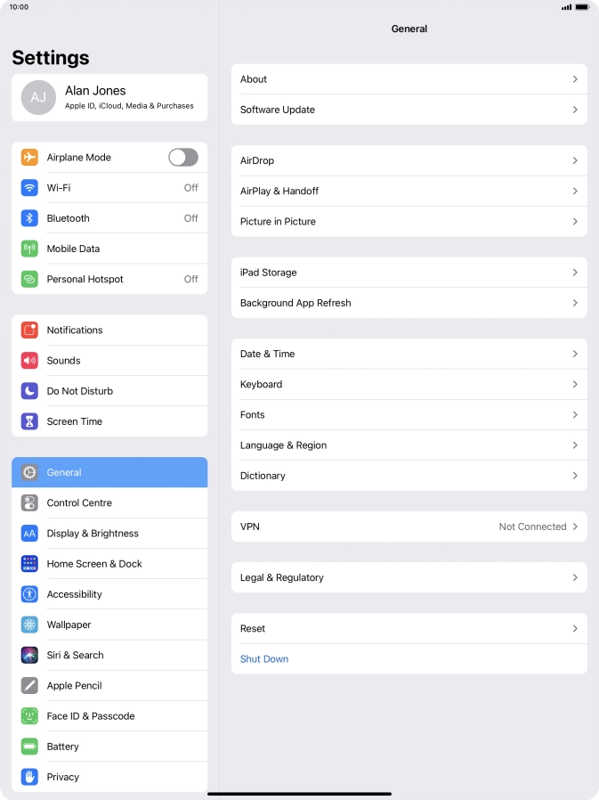 Press Software Update. If a new software version is available, it's displayed. Follow the instructions on the screen to update the tablet software.