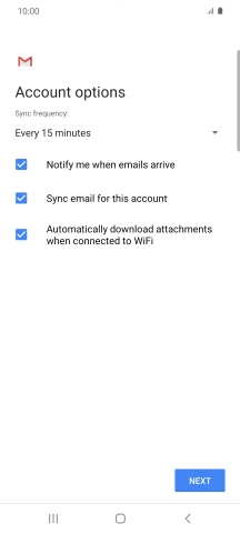 If this screen is displayed, you email account has been recognised and set up automatically. Follow the instructions on the screen to key in more information and finish setting up your phone.