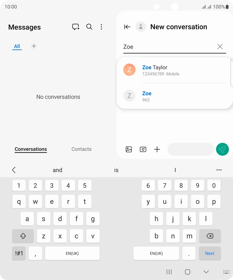 Press the required contact.