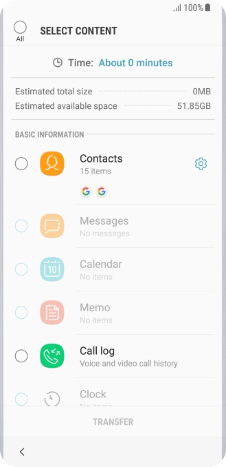 Press the required data types.