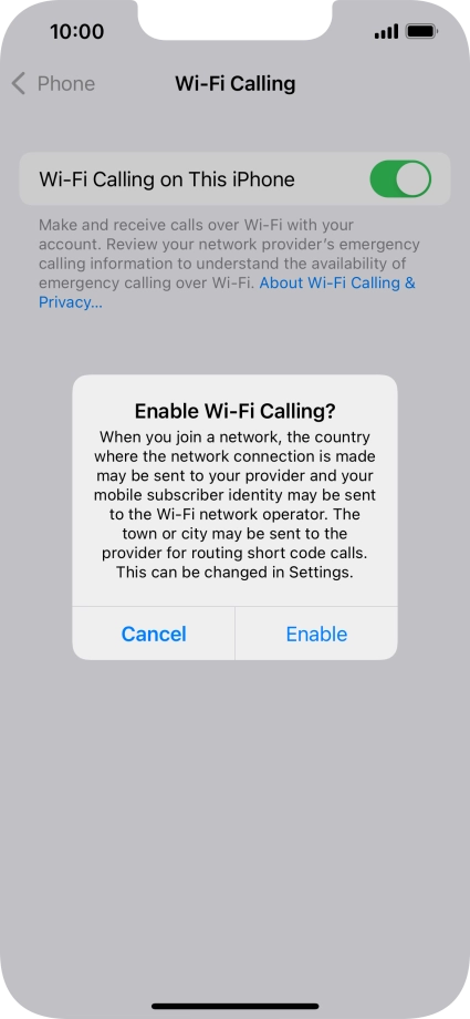 If you turn on the function, press Enable.