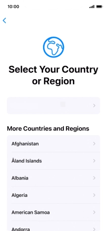 Press the required country or area.