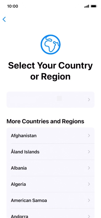 Press the required country or area.