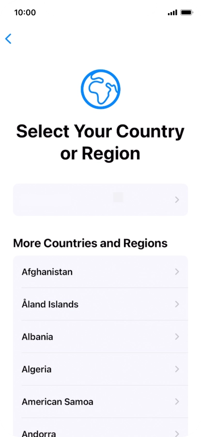 Press the required country or area.
