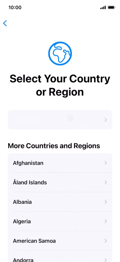 Press the required country or area.