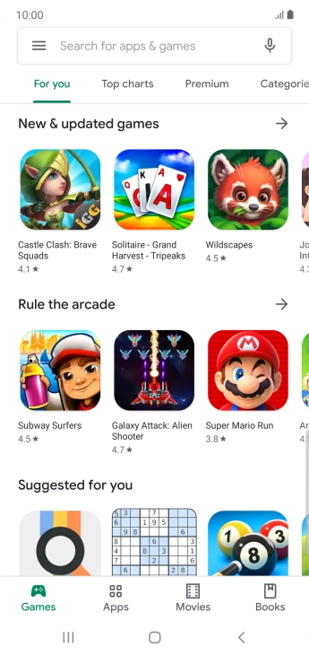 Press the search field.