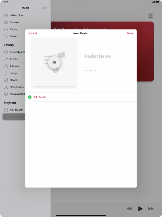 Press the text input field and key in a name for the playlist. Press the text input field and key in a name for the playlist.
