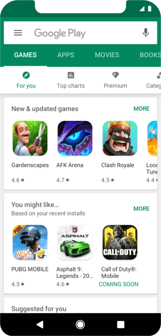 Press the search field.