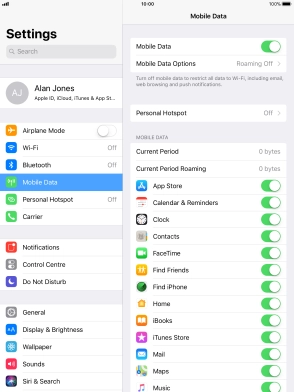 The total data usage is displayed next to Current Period. The total data usage is displayed next to Current Period.