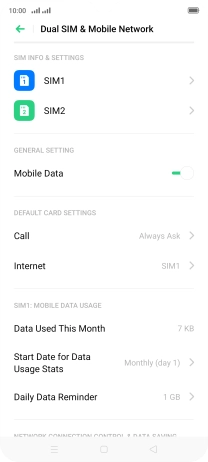 Press the name of the SIM. Press the name of the SIM.