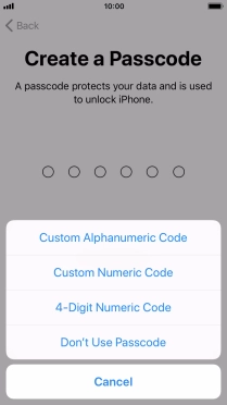 Follow the instructions on the screen to turn on use of phone lock code or press Don't Use Passcode.