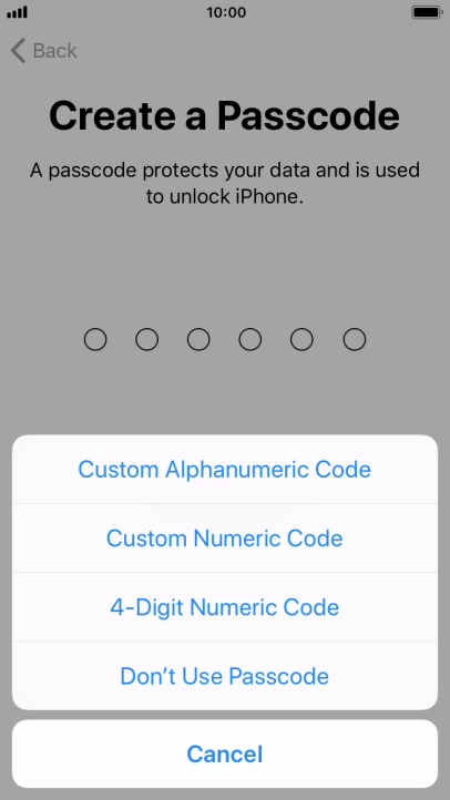 Follow the instructions on the screen to turn on use of phone lock code or press Don't Use Passcode. Follow the instructions on the screen to turn on use of phone lock code or press Don't Use Passcode.