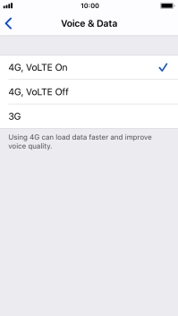 To use 4G for both voice calls and mobile data, press 4G, VoLTE On.