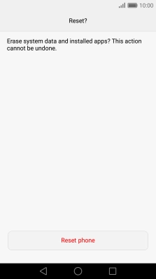 Press Reset phone. Wait a moment while the factory default settings are restored. Follow the instructions on the screen to set up your phone and prepare it for use.