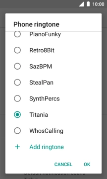 Press Add ringtone and go to the required ring tone.
