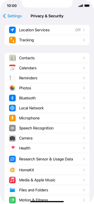 Press Location Services.
