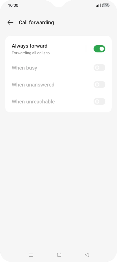 Press the indicator next to the required divert type.