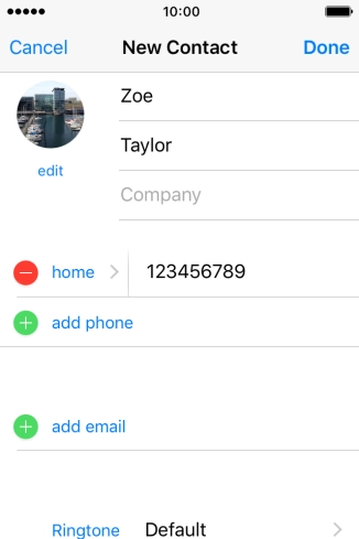 Press the field next to the phone number.