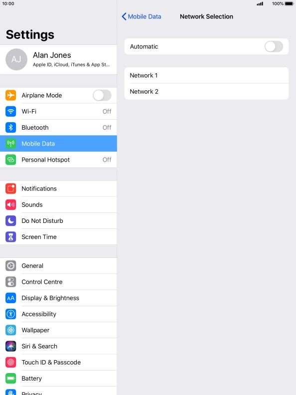 If you turn off the function, press the required network.