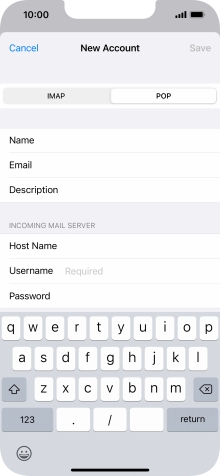 Press Username and key in the username for your email account.