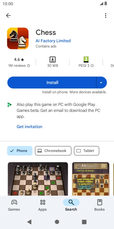 Press Install and follow the instructions on the screen to install the app.