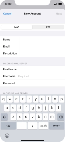Press Username and key in the username for your email account.