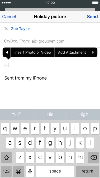 Press Insert Photo or Video and go to the required folder.