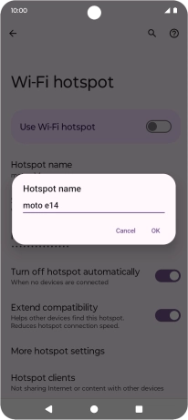 Key in the required Wi-Fi hotspot name and press OK.