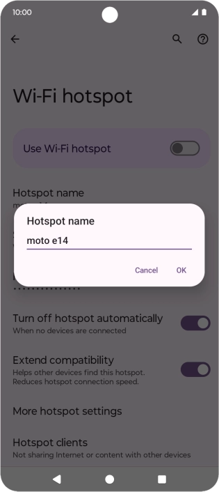 Key in the required Wi-Fi hotspot name and press OK.
