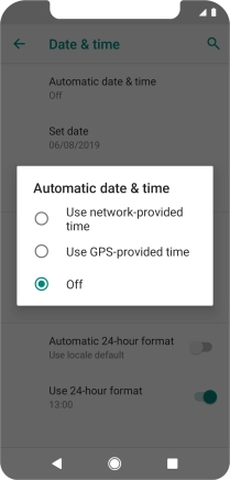 Press Use network provided time.