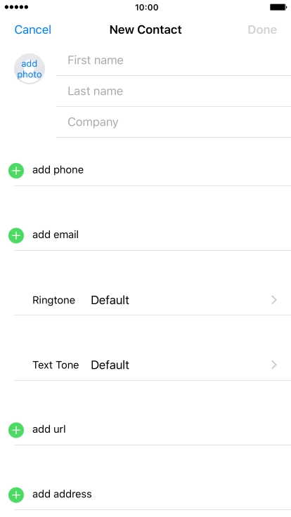 Press First name and key in the first name.