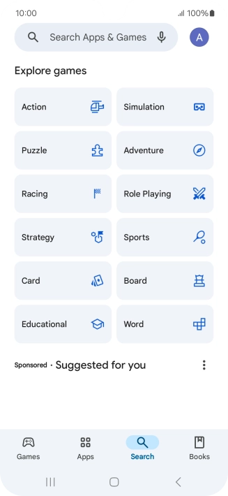 Press the search field.