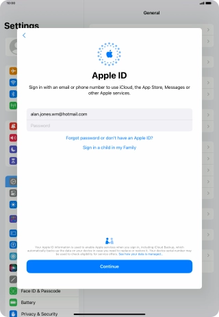 Press Password and key in the password for your Apple ID.