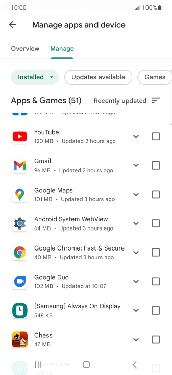 Press the required app.