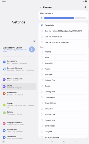 Press the required ring tones to hear them.